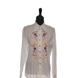 ESCADA White Embroidered Top/ blouse Size 40 PTP 22”